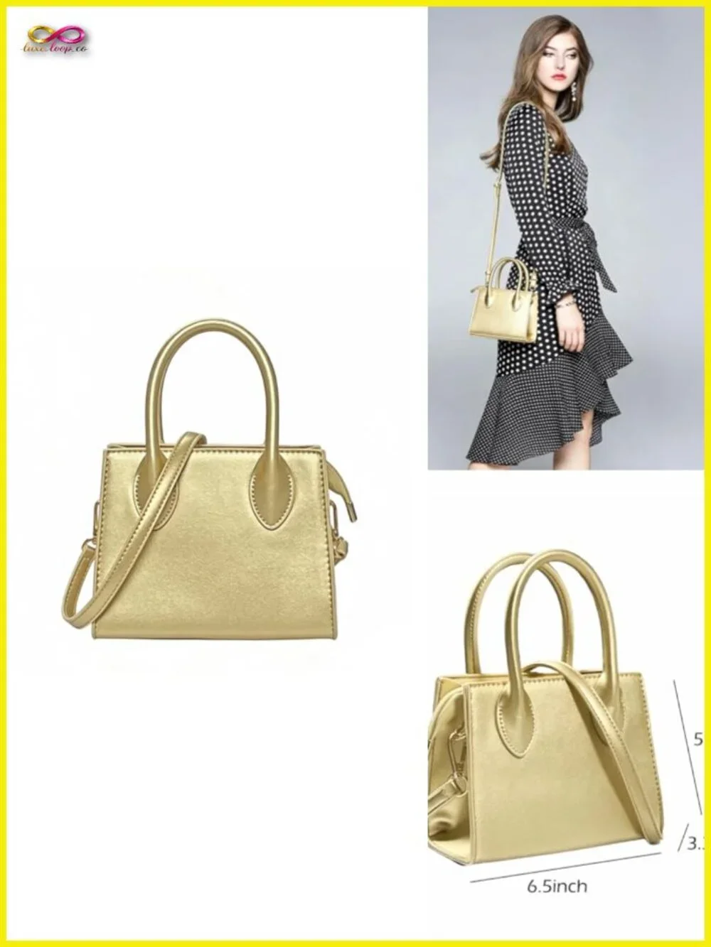 Faux Leather Small Crossbody Tote Bag - Cute Mini Purse Handbag